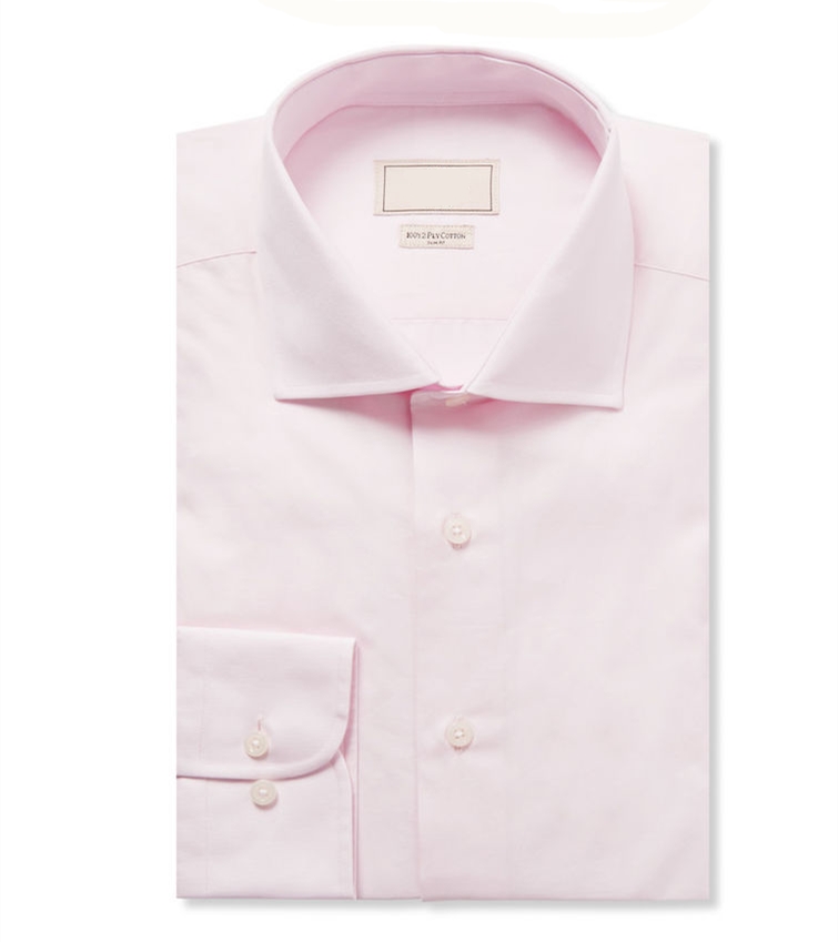 男士粉色修身棉质府绸衬衫
